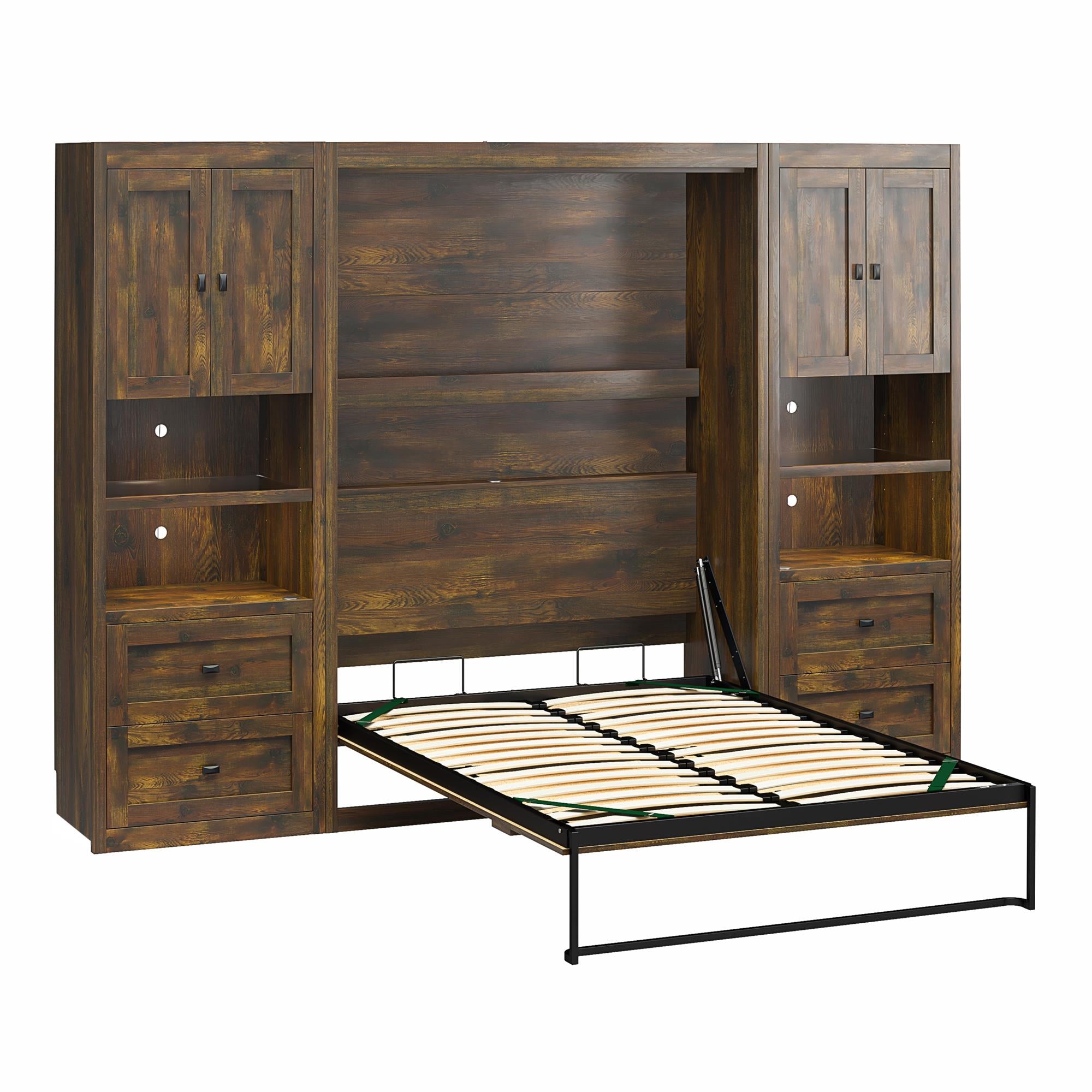 Signature Sleep Farmington Murphy Bed with Cabinets - Century Barn Pine - Full