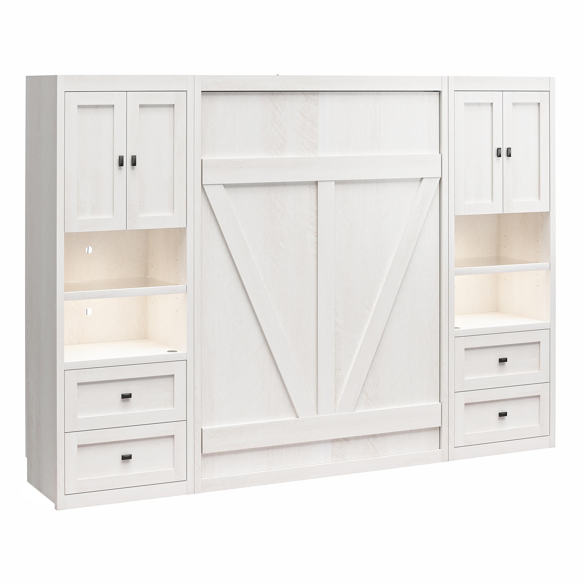 Signature Sleep Farmington Murphy Bed with Cabinets - Ivory Oak - Full