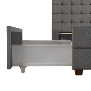 CosmoLiving Elizabeth Upholstered Bed with Storage - Grey Linen - Queen