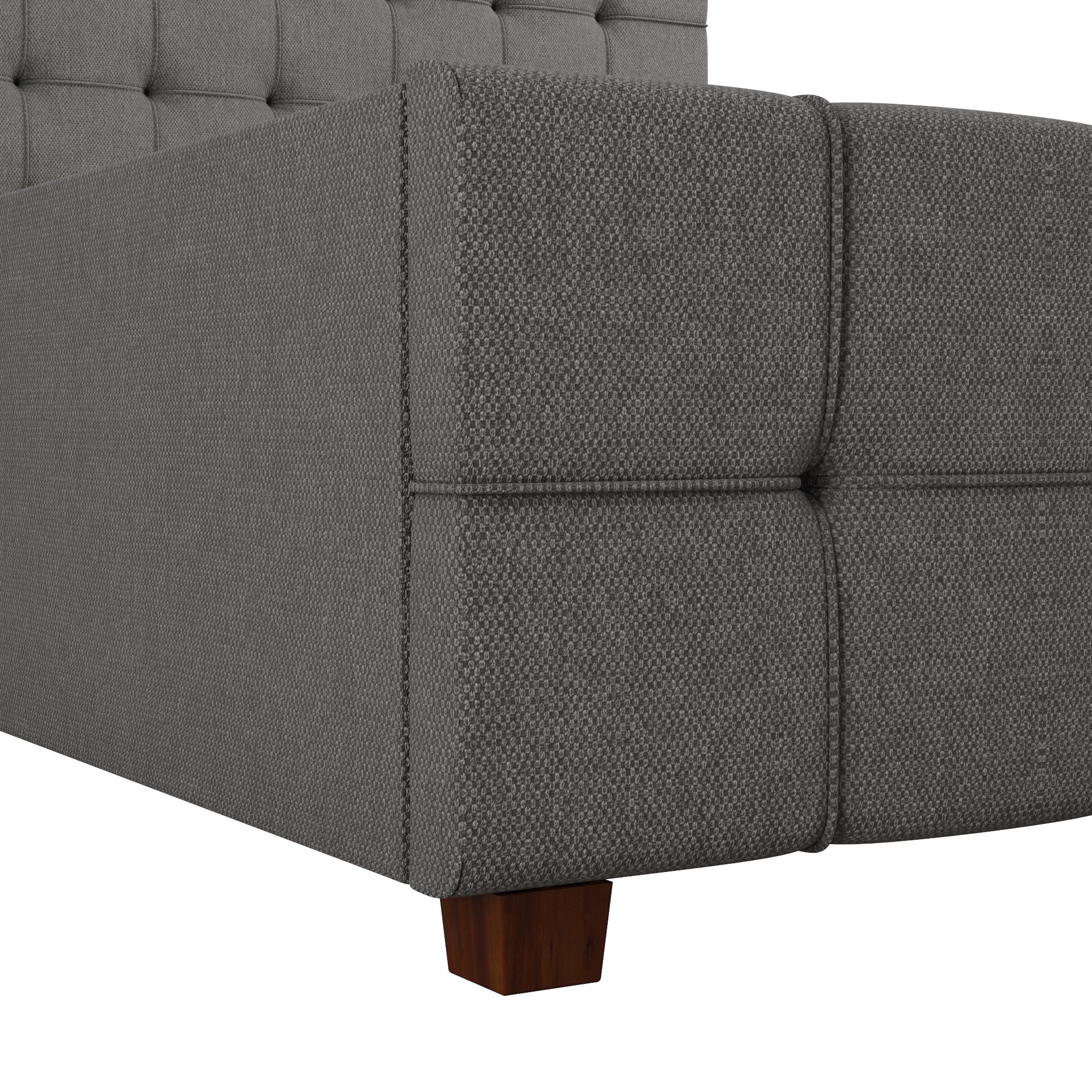 CosmoLiving Elizabeth Upholstered Bed with Storage - Grey Linen - Queen