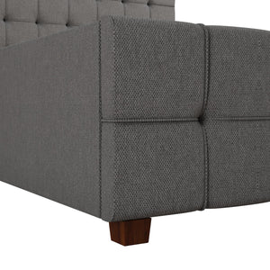 CosmoLiving Elizabeth Upholstered Bed with Storage - Grey Linen - Queen