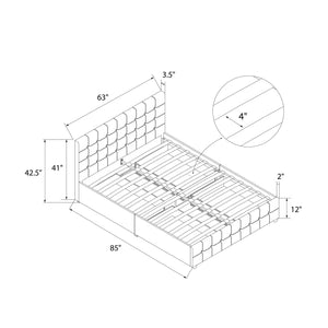 CosmoLiving Elizabeth Upholstered Bed with Storage - Grey Linen - Queen