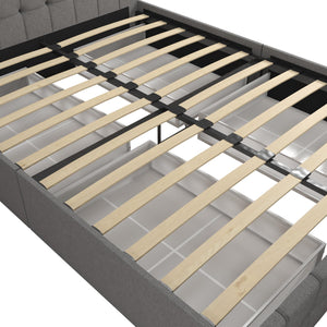 CosmoLiving Elizabeth Upholstered Bed with Storage - Grey Linen - Full