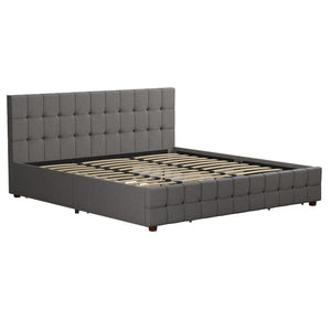 CosmoLiving Elizabeth Upholstered Bed with Storage - Grey Linen - King
