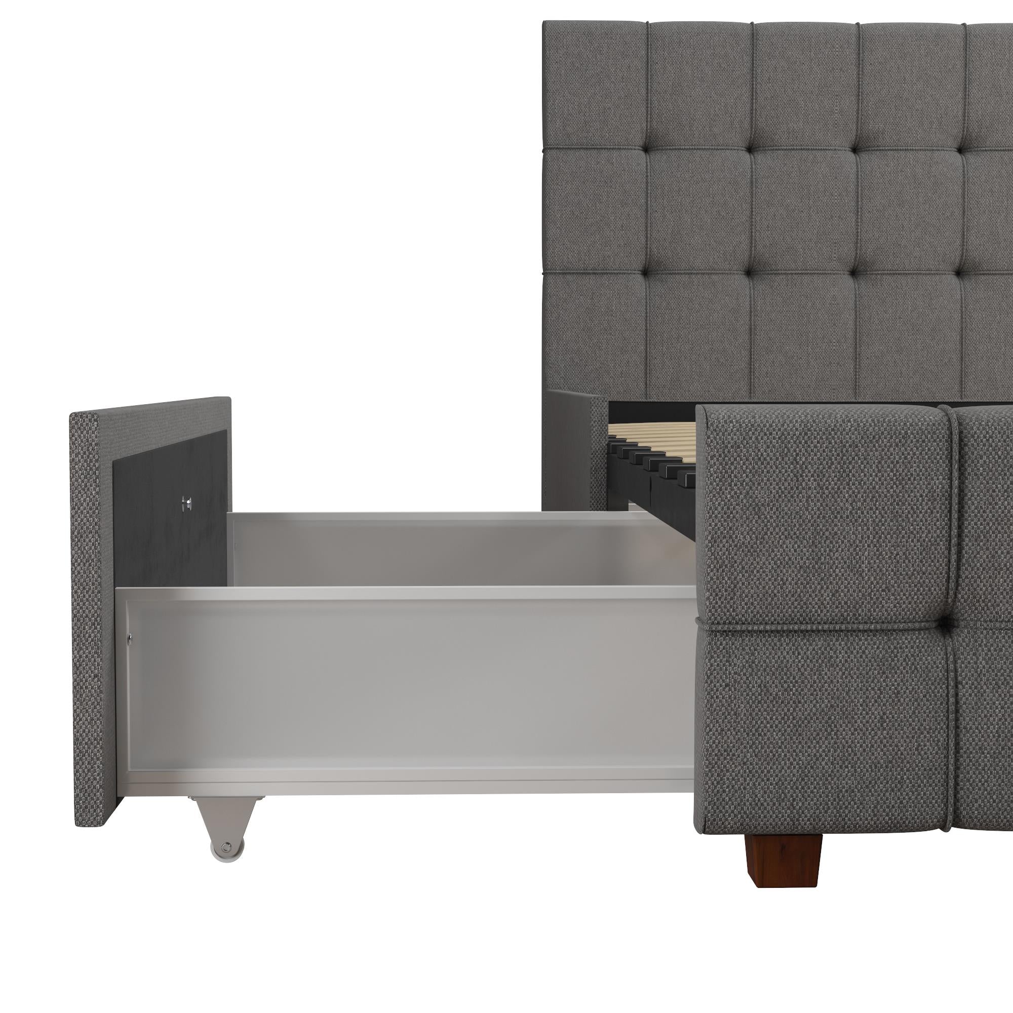 CosmoLiving Elizabeth Upholstered Bed with Storage - Grey Linen - King