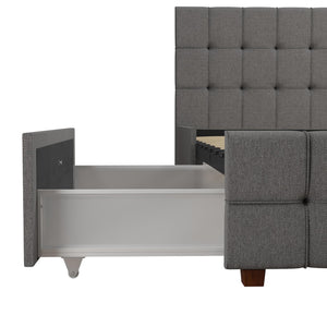 CosmoLiving Elizabeth Upholstered Bed with Storage - Grey Linen - King