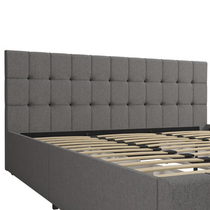 CosmoLiving Elizabeth Upholstered Bed with Storage - Grey Linen - King