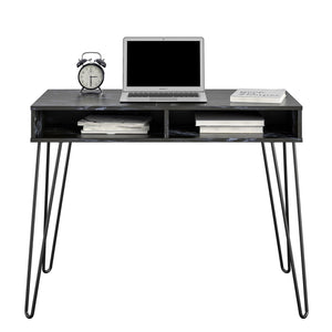 Novogratz Athena Computer Desk with Storage - Black Marble