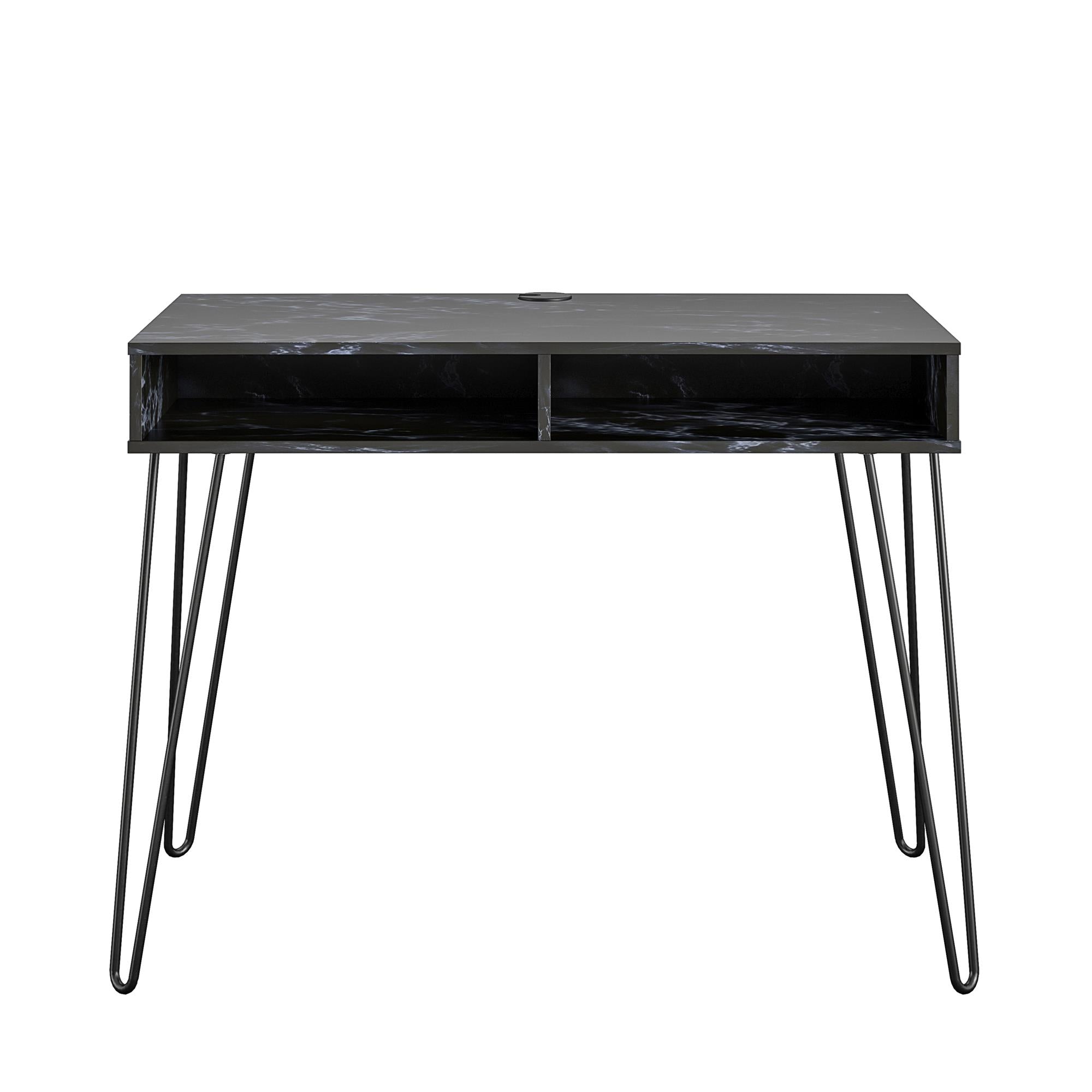 Novogratz Athena Computer Desk with Storage - White marble