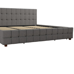 CosmoLiving Elizabeth Upholstered Bed with Storage - Grey Linen - King