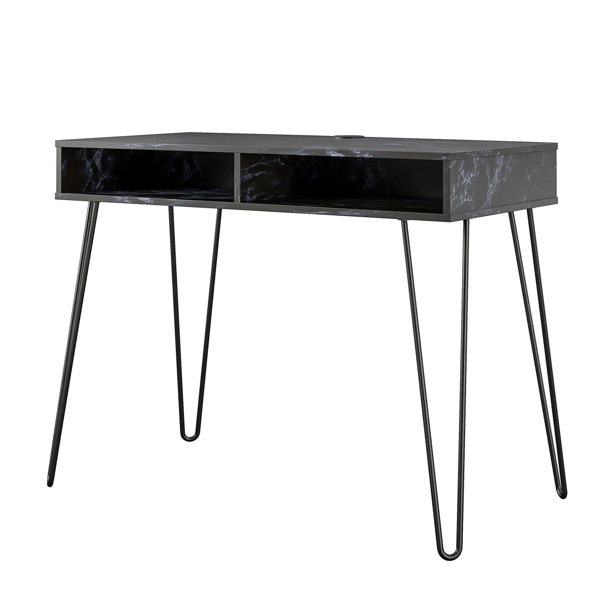 Novogratz Athena Computer Desk with Storage - Black Marble