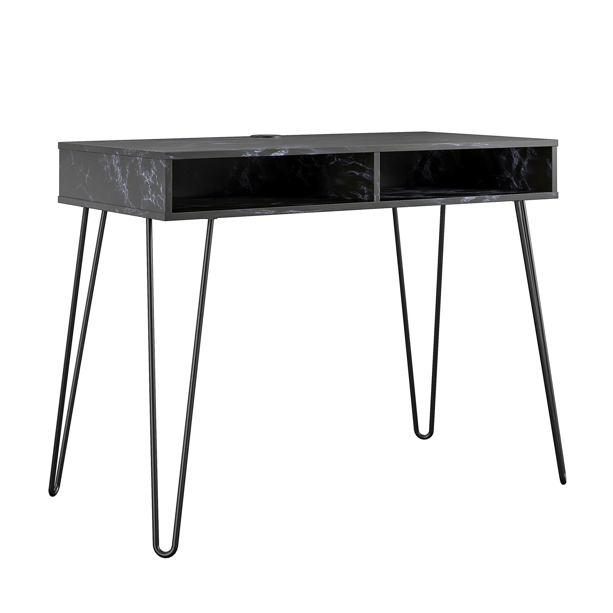 Novogratz Athena Computer Desk with Storage - Black Marble