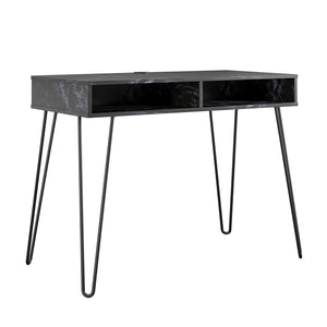 Novogratz Athena Computer Desk with Storage - Black Marble