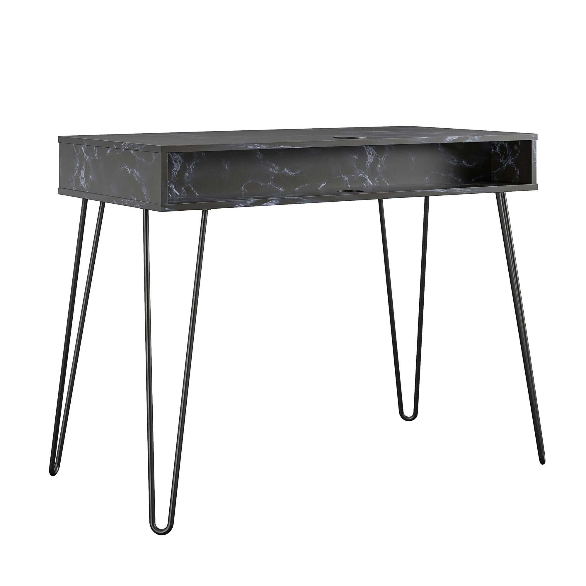 Novogratz Athena Computer Desk with Storage - Black Marble