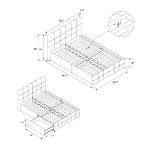 DHP Rose Upholstered Bed Frame with Storage - Blue Linen - Full