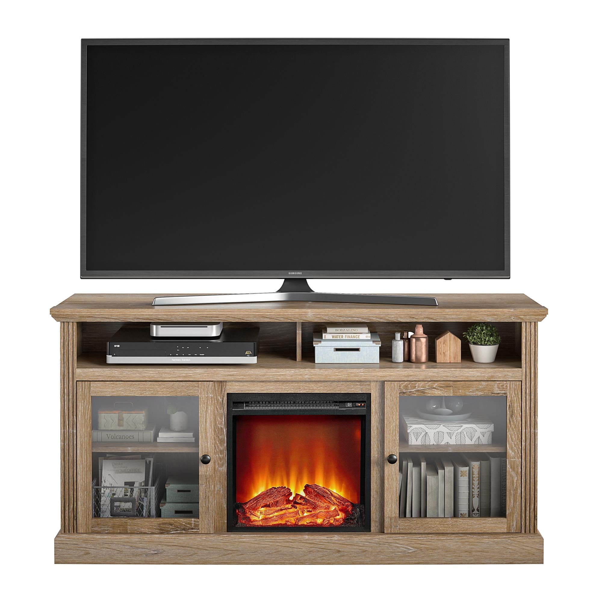 Ameriwood Home Chicago Fireplace TV Stand for TVs up to 65" - Natural