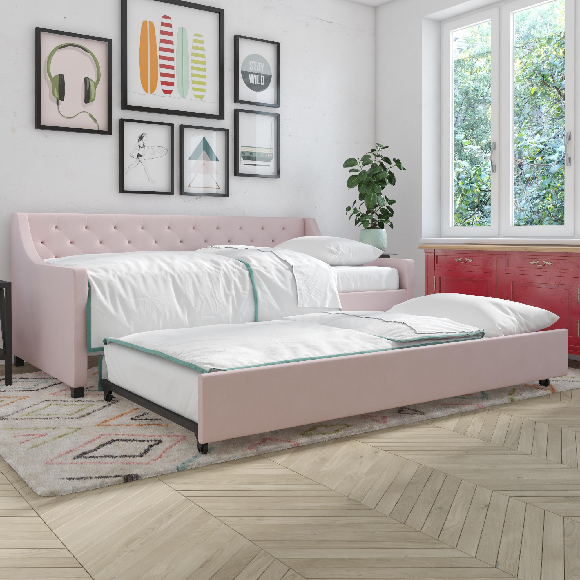 Novogratz Her Majesty Daybed and Trundle - Light Pink - Twin