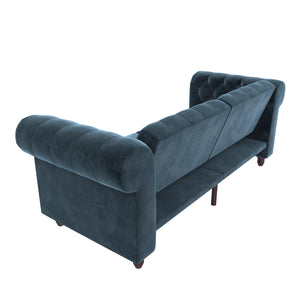 DHP Felix Chesterfield Futon Sofa Bed - Blue