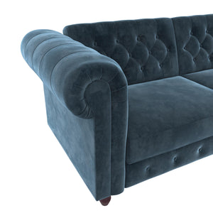 DHP Felix Chesterfield Futon Sofa Bed - Blue