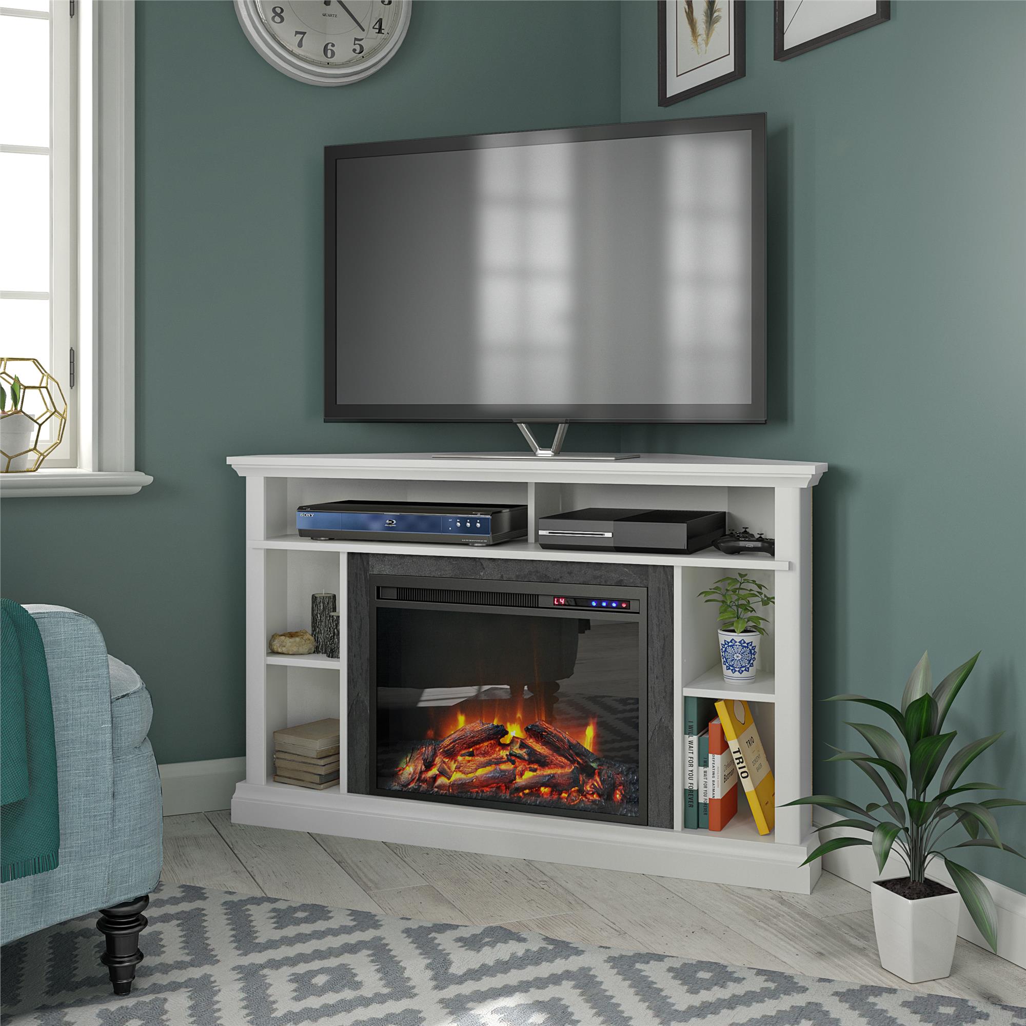 Ameriwood Home Overland Electric Corner Fireplace for TVs up to 50" - White