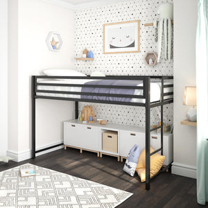 DHP Miles Kids' Low Loft Bed - Black - Twin