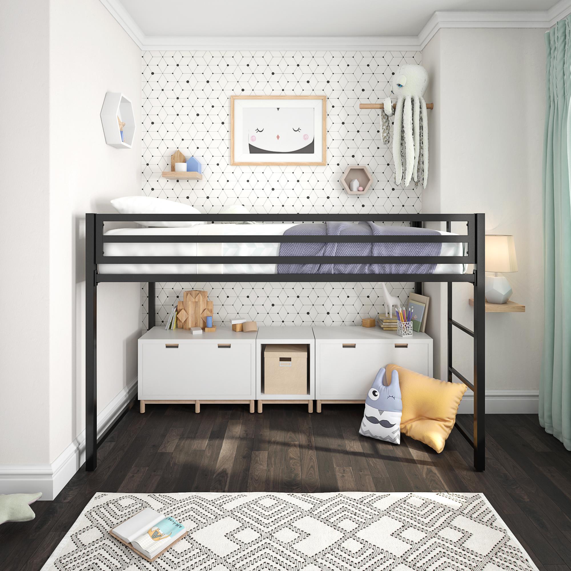 DHP Miles Kids' Low Loft Bed - Black - Twin
