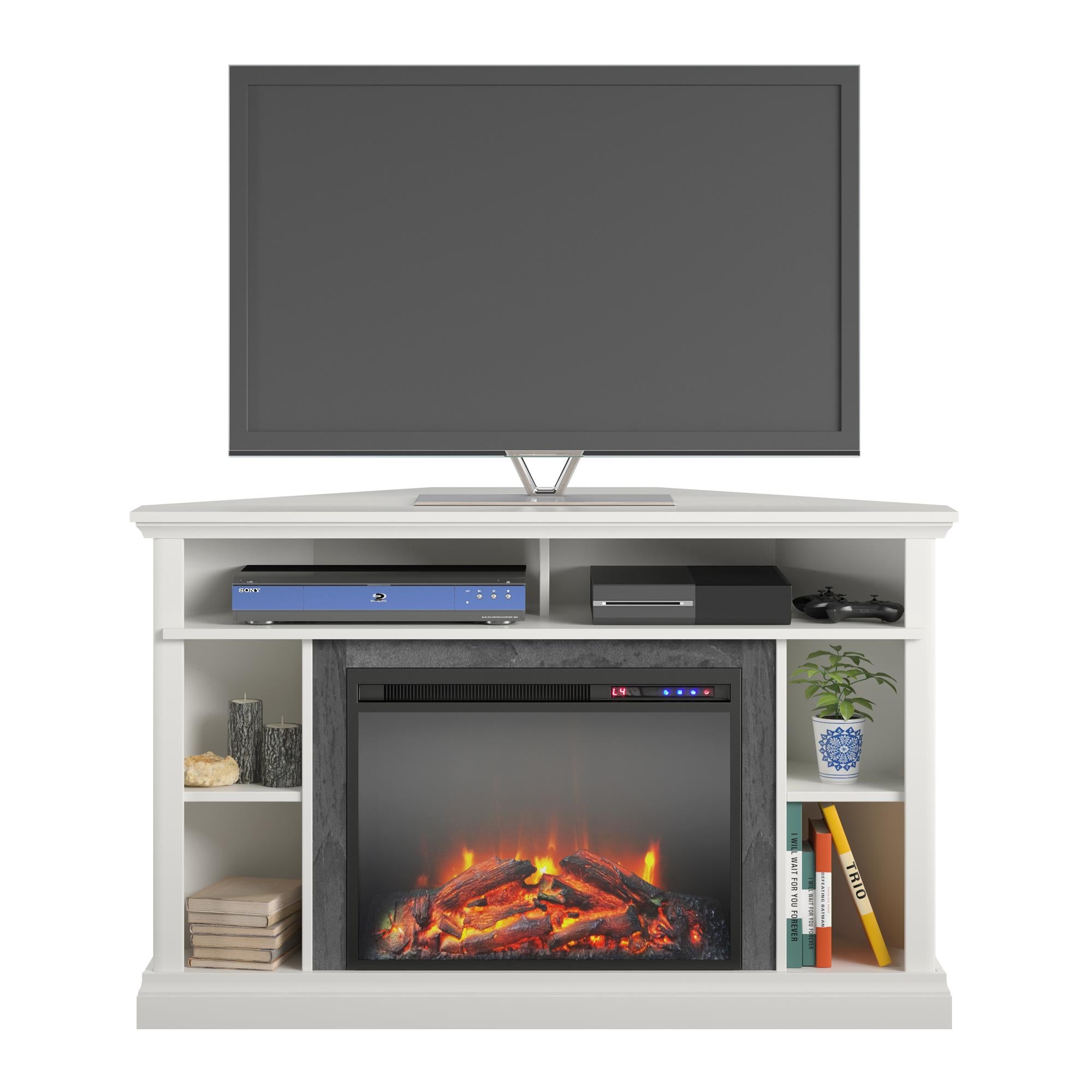 Ameriwood Home Overland Electric Corner Fireplace for TVs up to 50" - White