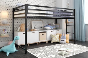 DHP Miles Kids' Low Loft Bed - Black - Twin