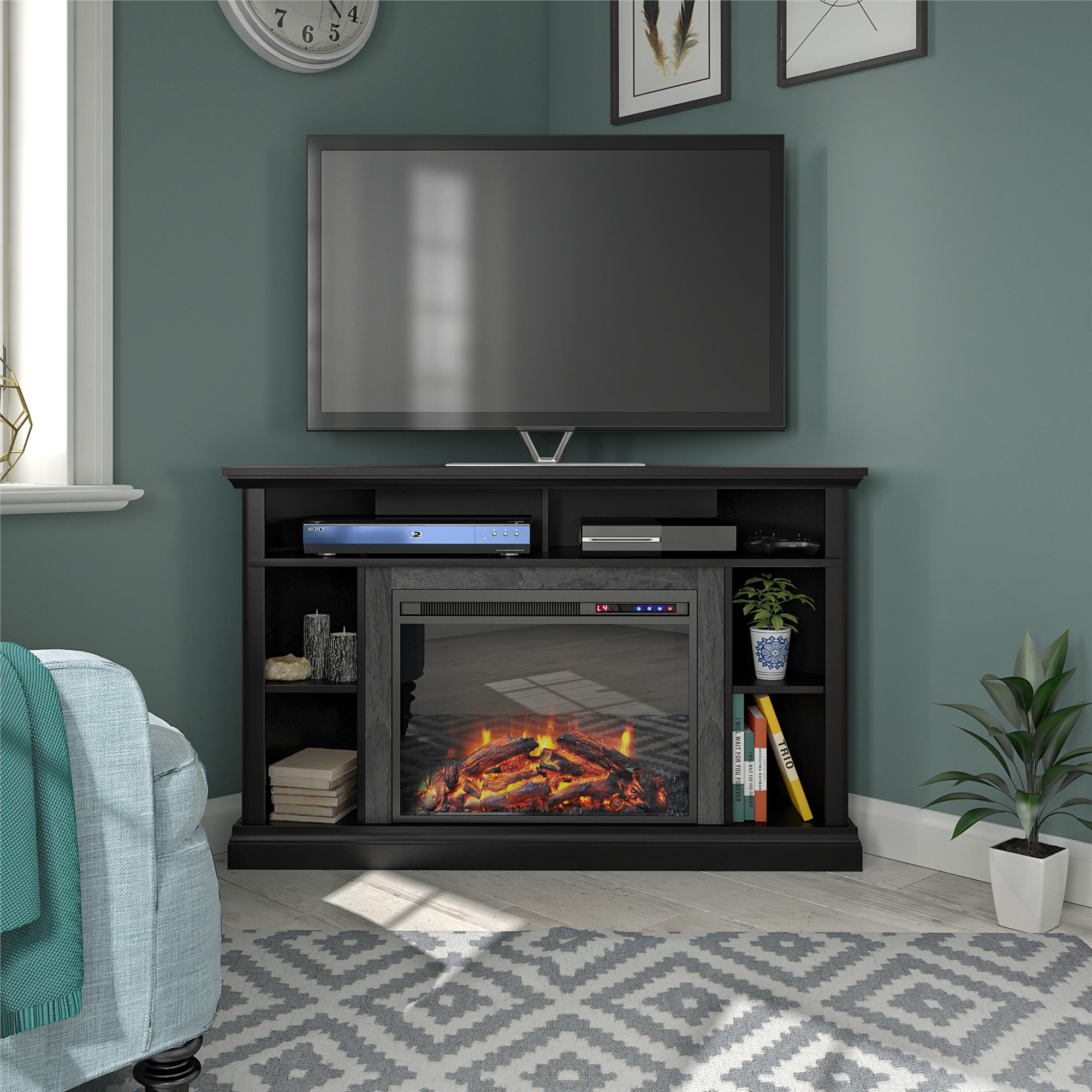Ameriwood Home Overland Electric Corner Fireplace for TVs up to 50" - Black