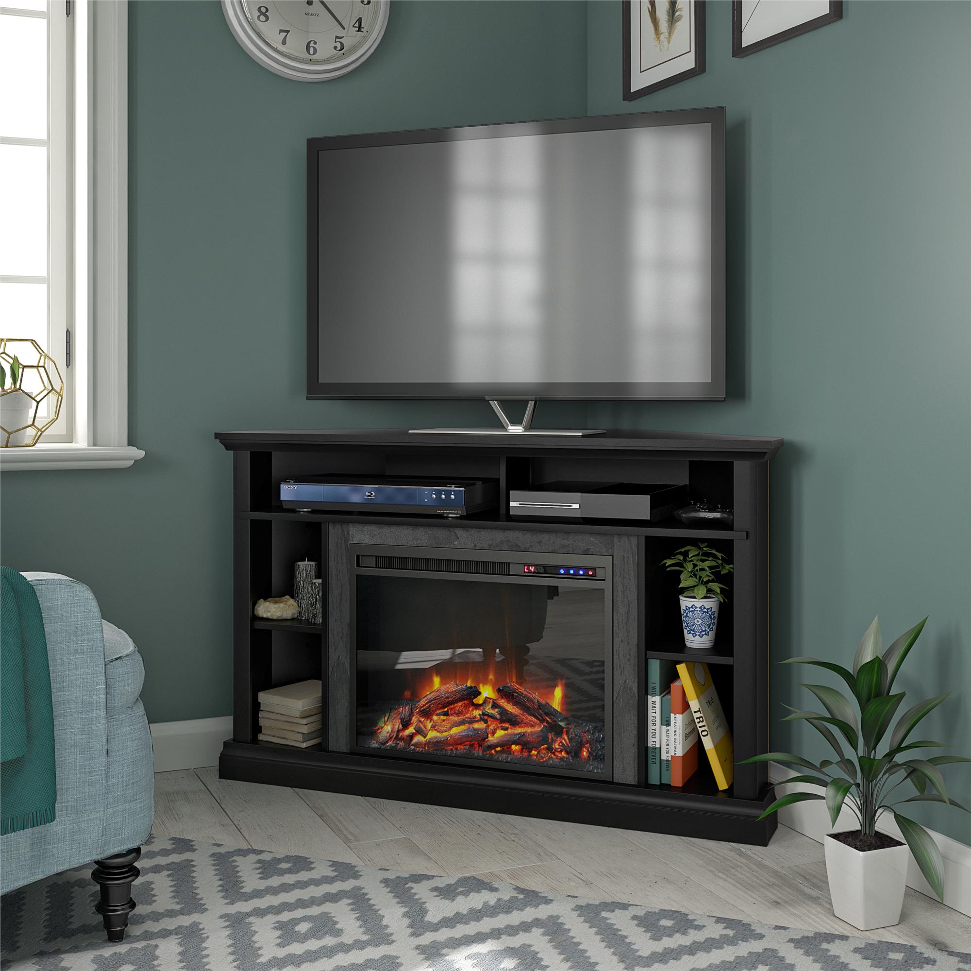 Ameriwood Home Overland Electric Corner Fireplace for TVs up to 50" - Black