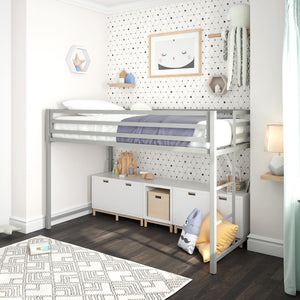 DHP Miles Kids' Low Loft Bed - Silver - Twin