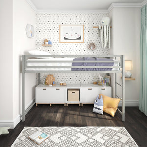 DHP Miles Kids' Low Loft Bed - Silver - Twin