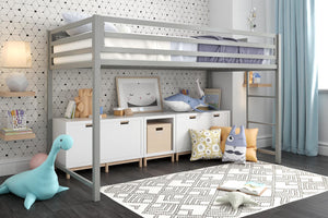DHP Miles Kids' Low Loft Bed - Silver - Twin