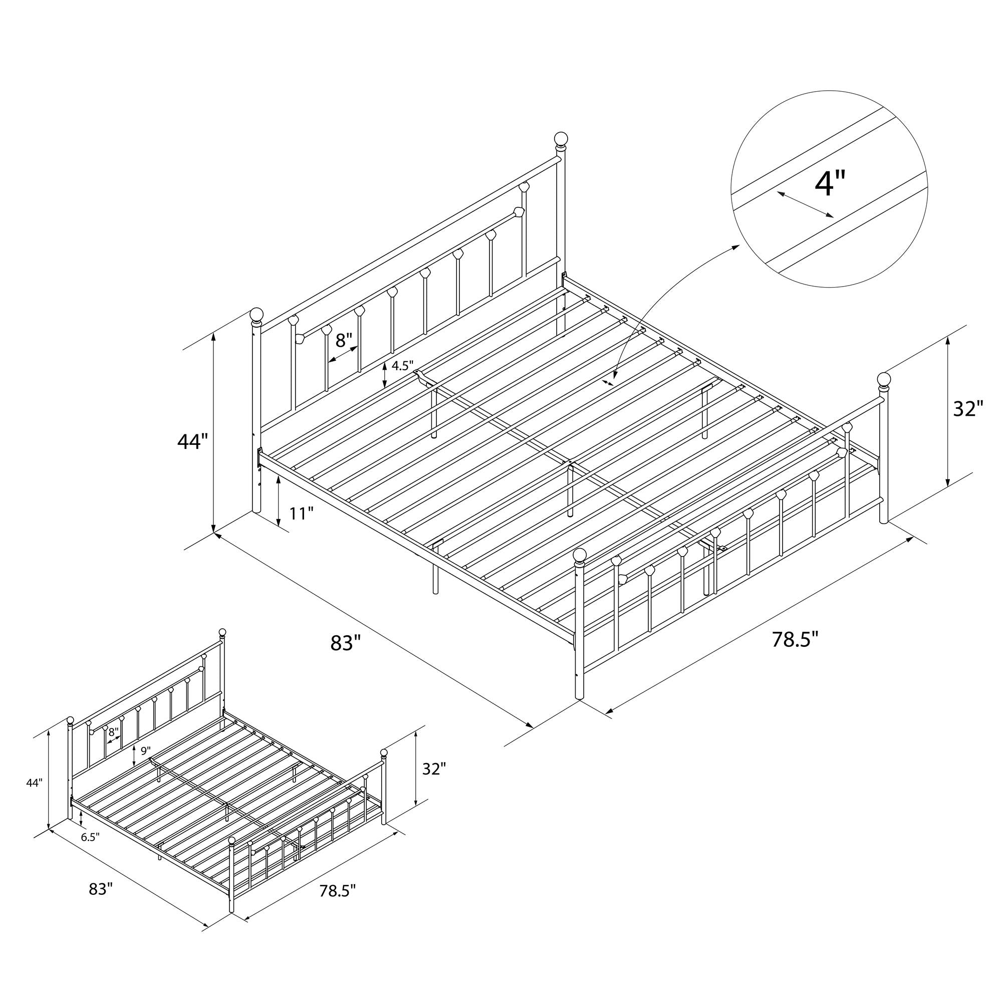 DHP Manila Metal Bed Frame - White - King
