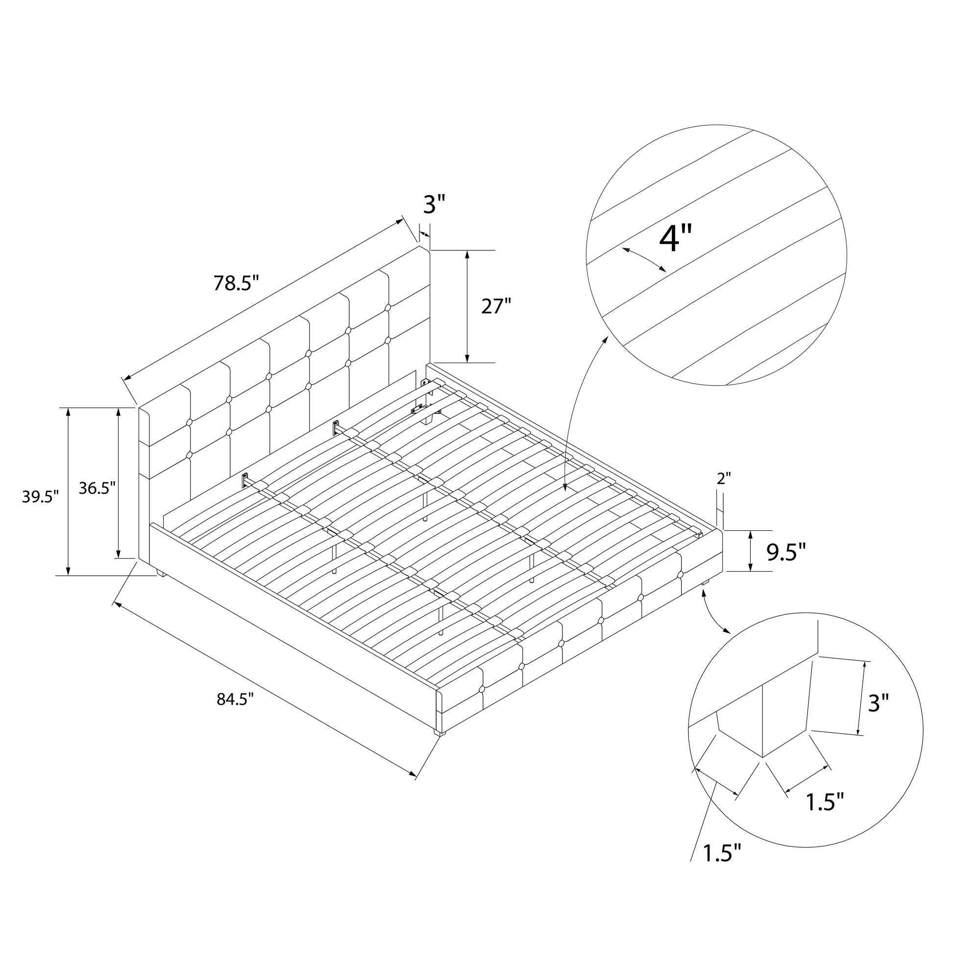 DHP Rose Upholstered Bed Frame - Gray - King