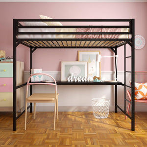 DHP Miles Kids' Loft Bed with Desk - Black - Twin