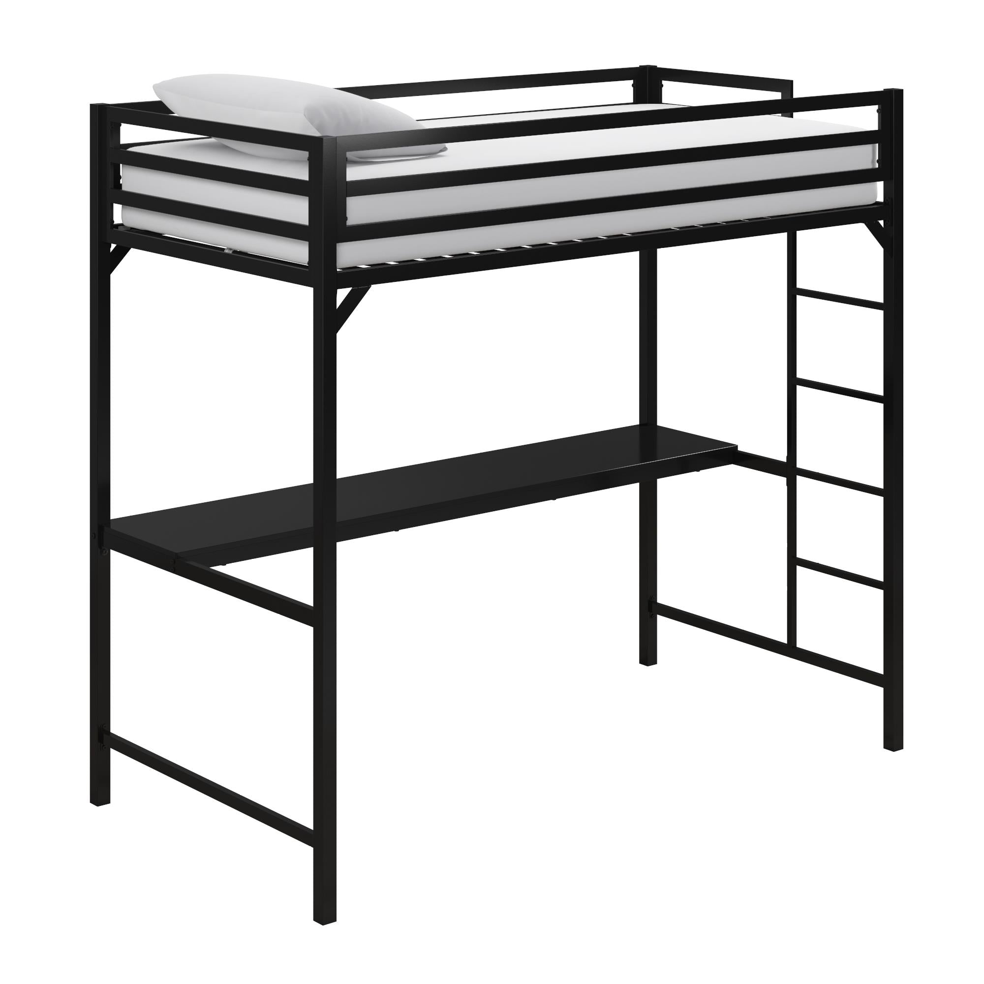 DHP Miles Kids' Loft Bed with Desk - Black - Twin
