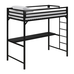DHP Miles Kids' Loft Bed with Desk - Black - Twin
