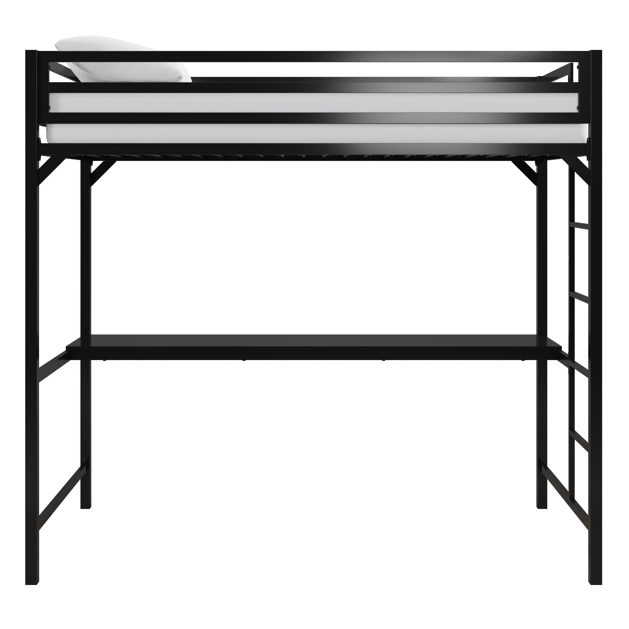 DHP Miles Kids' Loft Bed with Desk - Black - Twin
