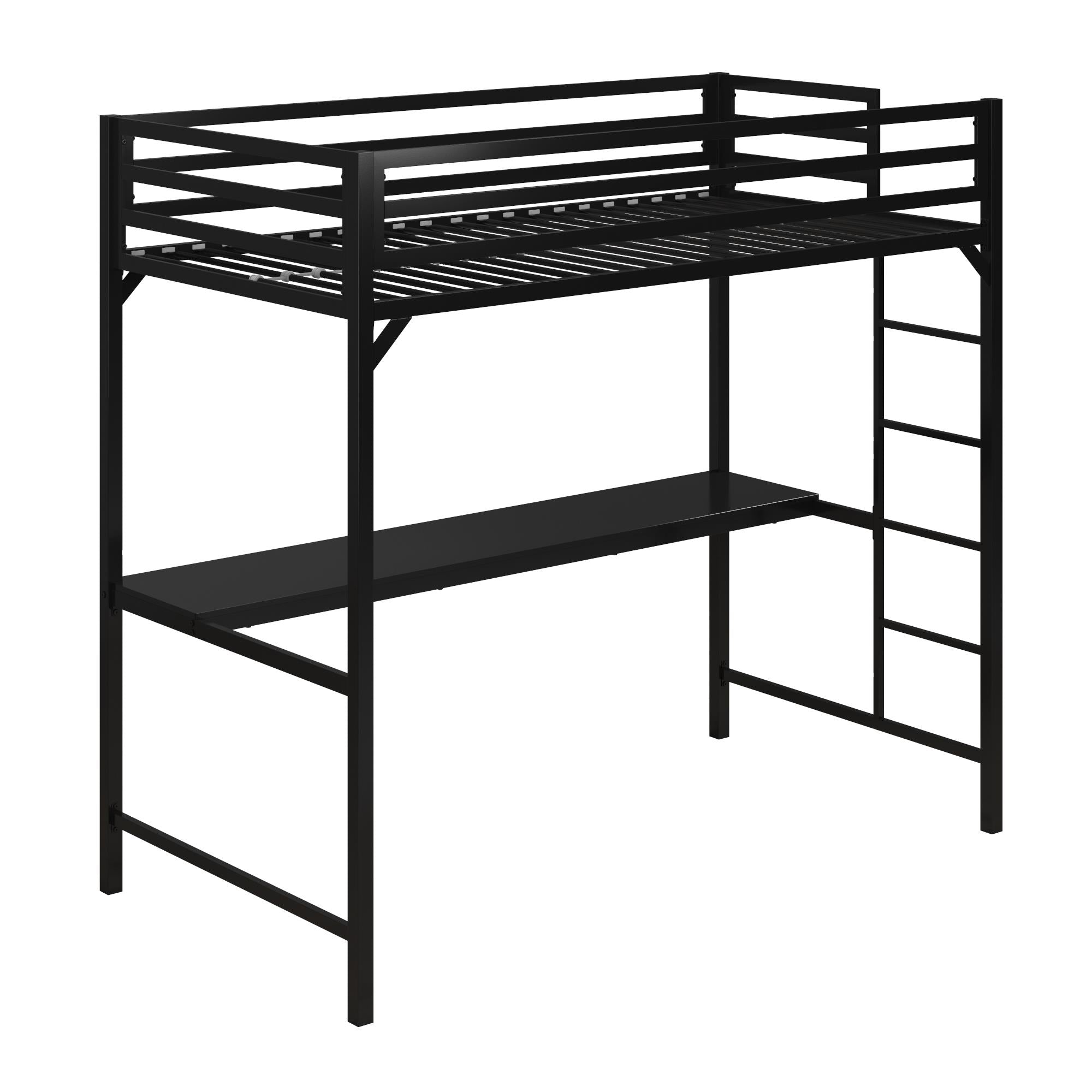 DHP Miles Kids' Loft Bed with Desk - Black - Twin