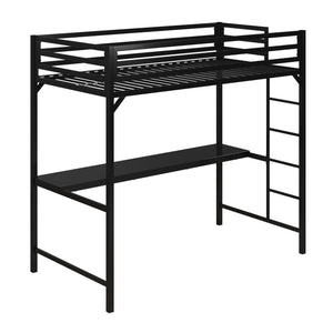 DHP Miles Kids' Loft Bed with Desk - Black - Twin