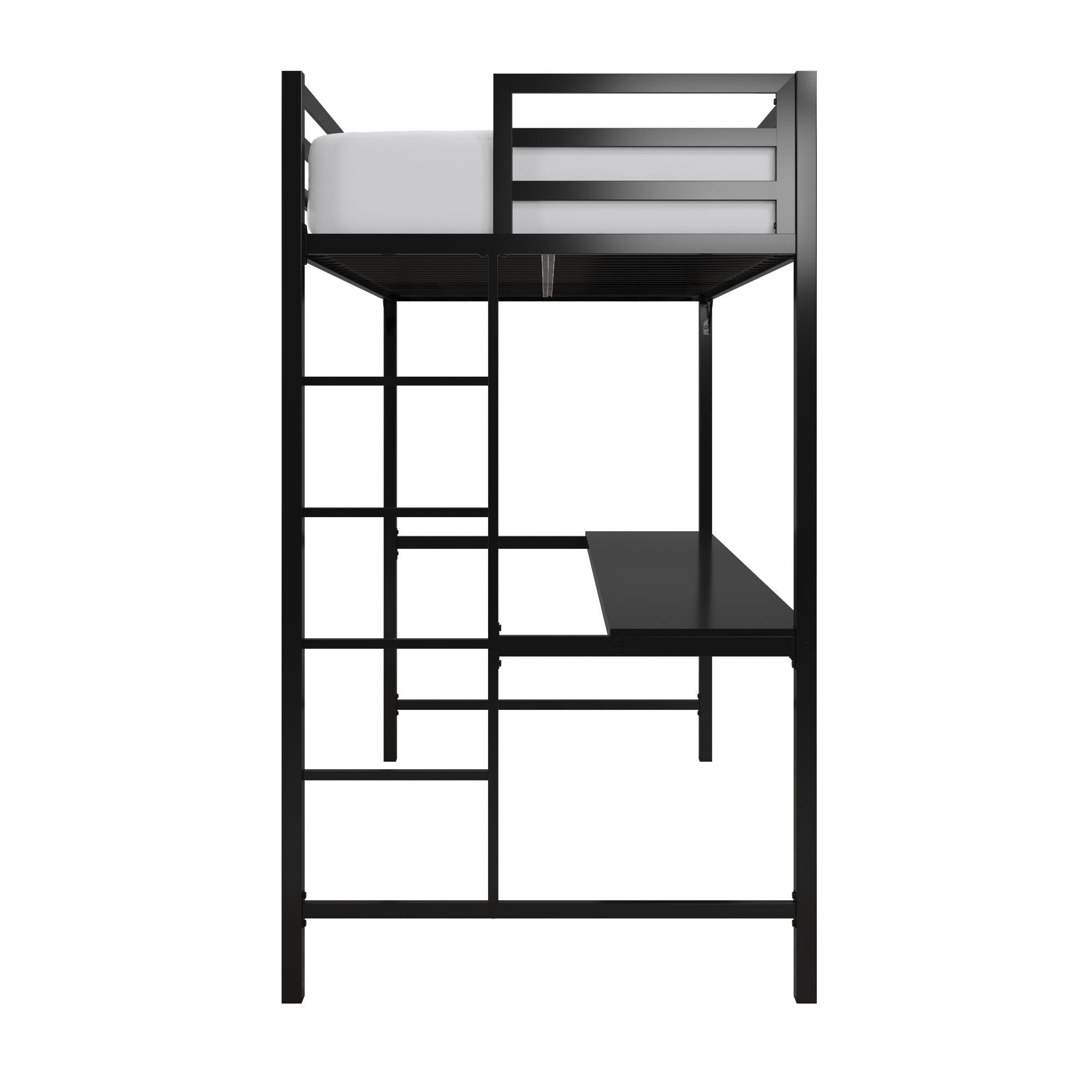 DHP Miles Kids' Loft Bed with Desk - Black - Twin