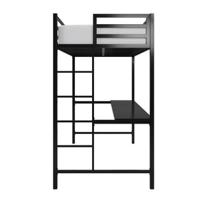 DHP Miles Kids' Loft Bed with Desk - Black - Twin