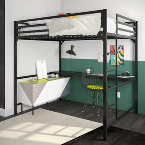 DHP Miles Kids' Loft Bed with Desk - Black - Full