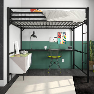 DHP Miles Kids' Loft Bed with Desk - Black - Full