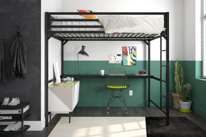 DHP Miles Kids' Loft Bed with Desk - Black - Full