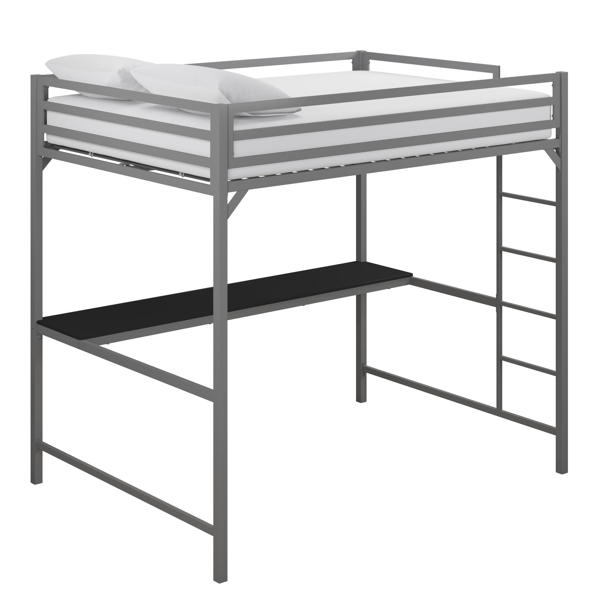 DHP Miles Kids' Loft Bed with Desk - Silver - Full