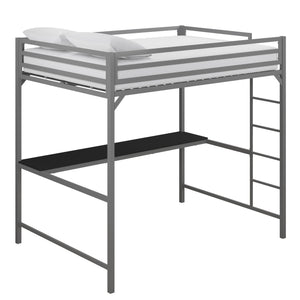 DHP Miles Kids' Loft Bed with Desk - Silver - Full