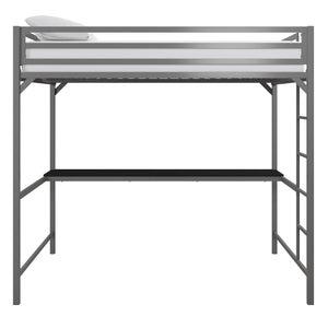 DHP Miles Kids' Loft Bed with Desk - Silver - Full