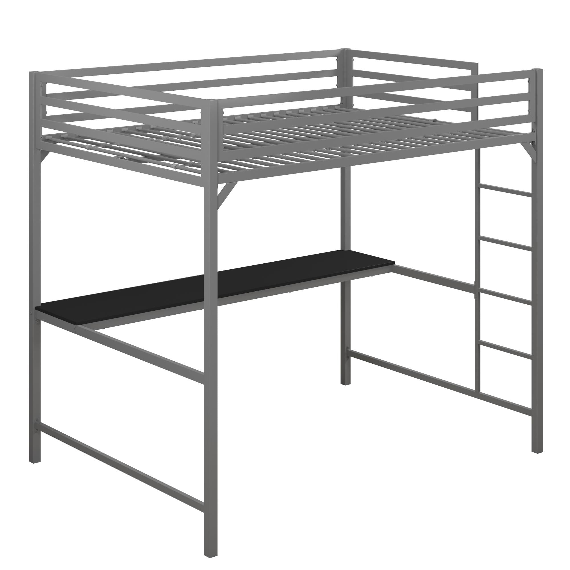 DHP Miles Kids' Loft Bed with Desk - Silver - Full